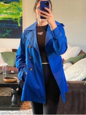 Michael Kors Electric Blue Double-Breasted Trench Coat